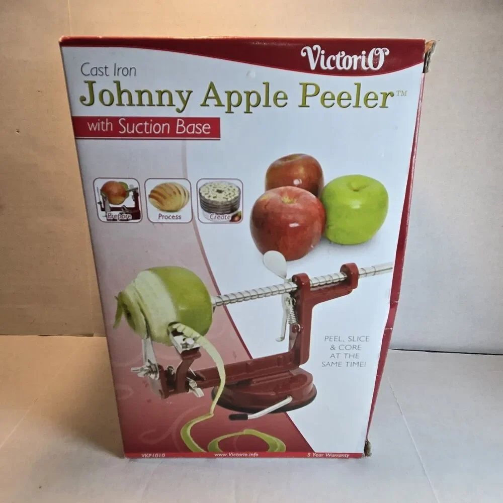Apple Peeler by VICTORIO Peeler/Slicer -StrongSuction Base Red In Original Box
